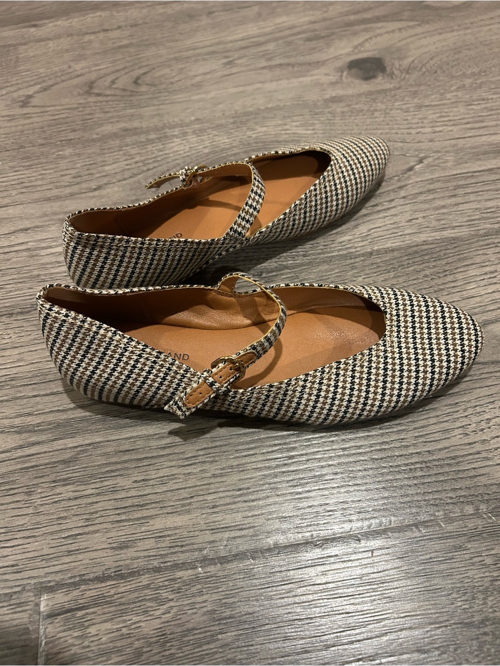 Lucky Brand Houndstooth Mary Jane Flats in Black and Cream